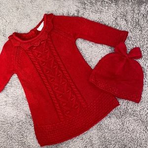 Red Sweater Dress for Baby Girl 3-6 Months